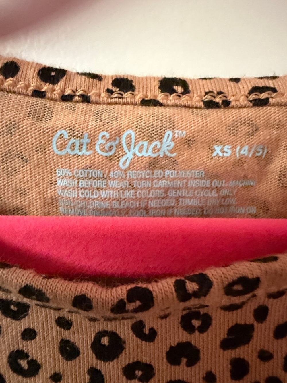 Cat and Jack Girls' Tan Leopard Print Short Sleeve Dress XS(4/5) - Picture 5 of 6